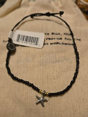 Pura Vida Black Beaded Bracelet with Starfish Charm
